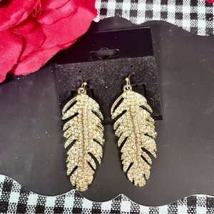 Copper Tone Feather Drop Earrings!! New!